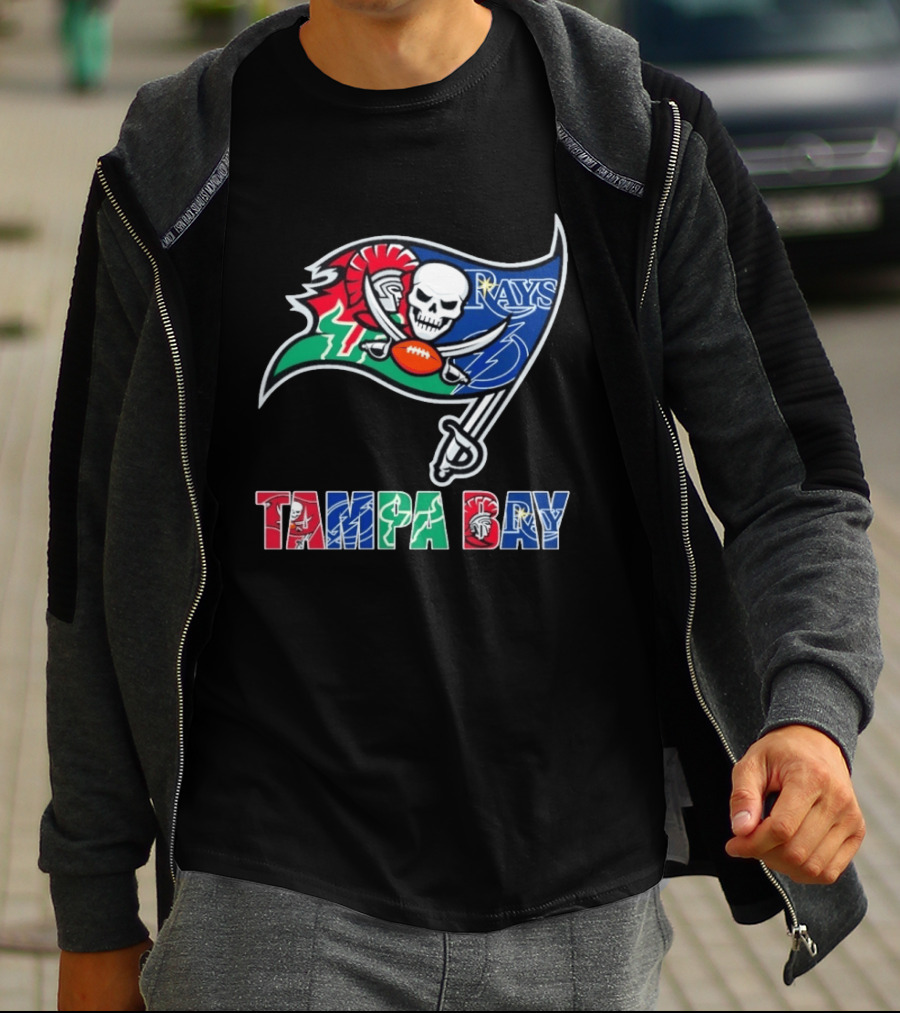 Tampa Bay Buccaneers Rays Lightning Sports Teams Flag T-Shirt