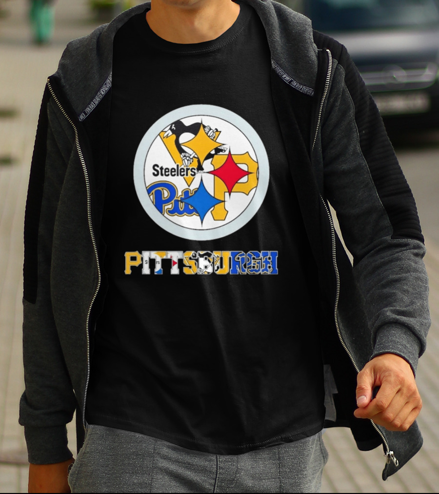 Pittsburgh Steelers Penguins Pirates Teams Logos T-Shirt