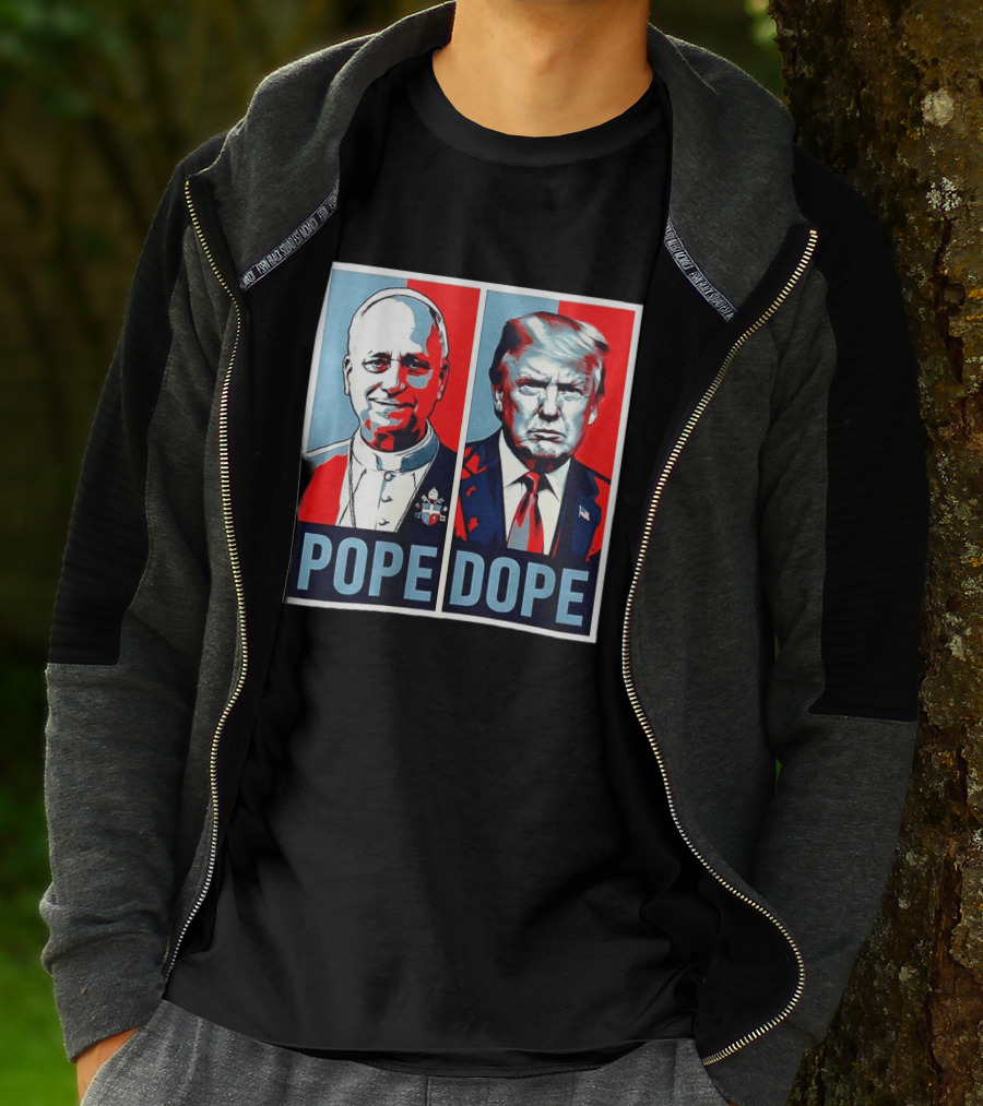 Pope Leo XIV Vs Trump Dope Red And Blue Political Satire T-Shirt