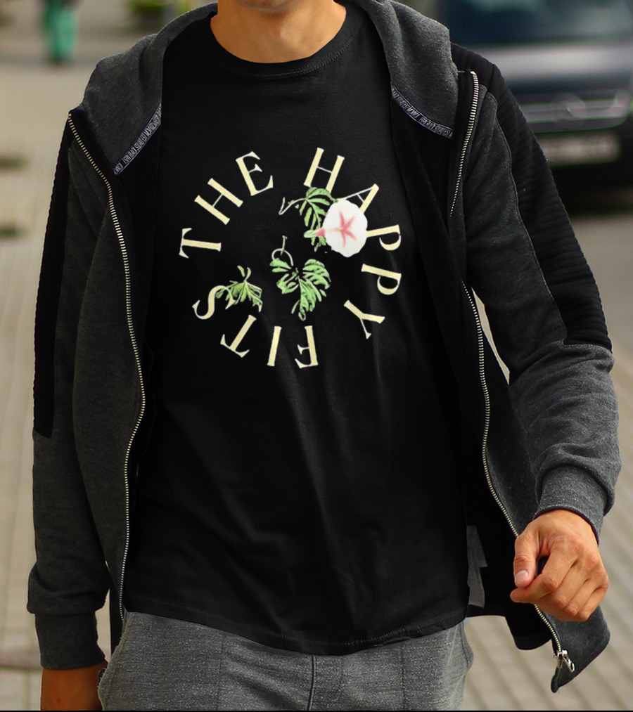 The Happy Fits Morning Glory Band Name Floral Motif T-Shirt
