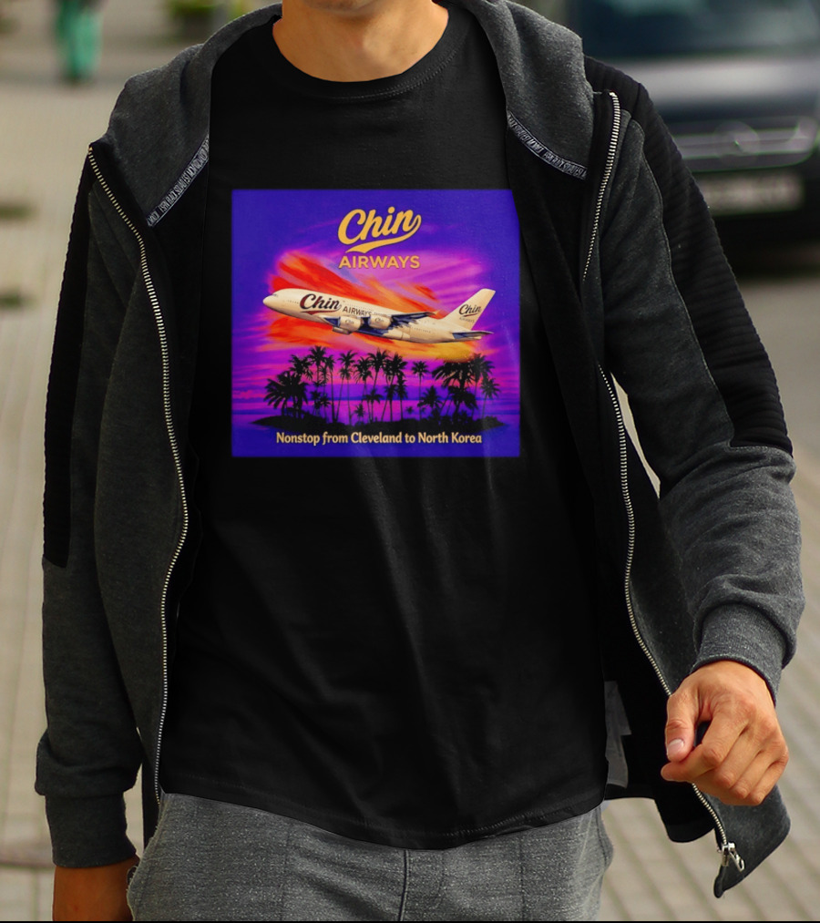 Chin Airways Nonstop Flight From Cleveland To North Korea Exotic Travel Adventure T-Shirt