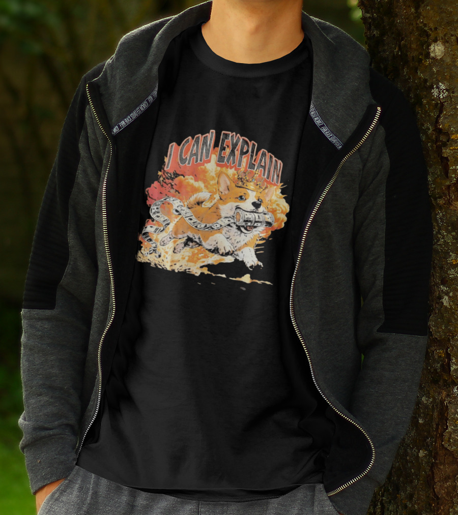Corgi I Can Explain Crown Money Explosion T-Shirt