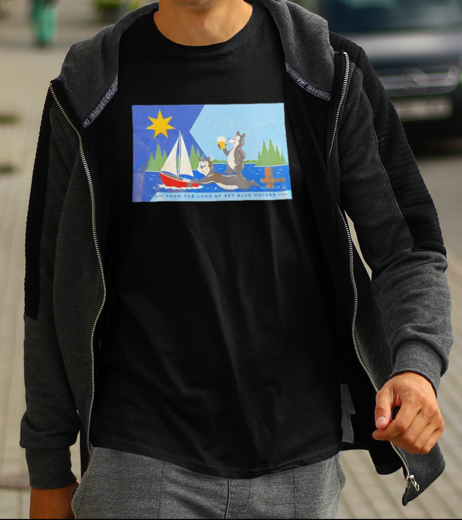 From The Land Of Sky Blue Waters Bears With Boat And Beer T-Shirt