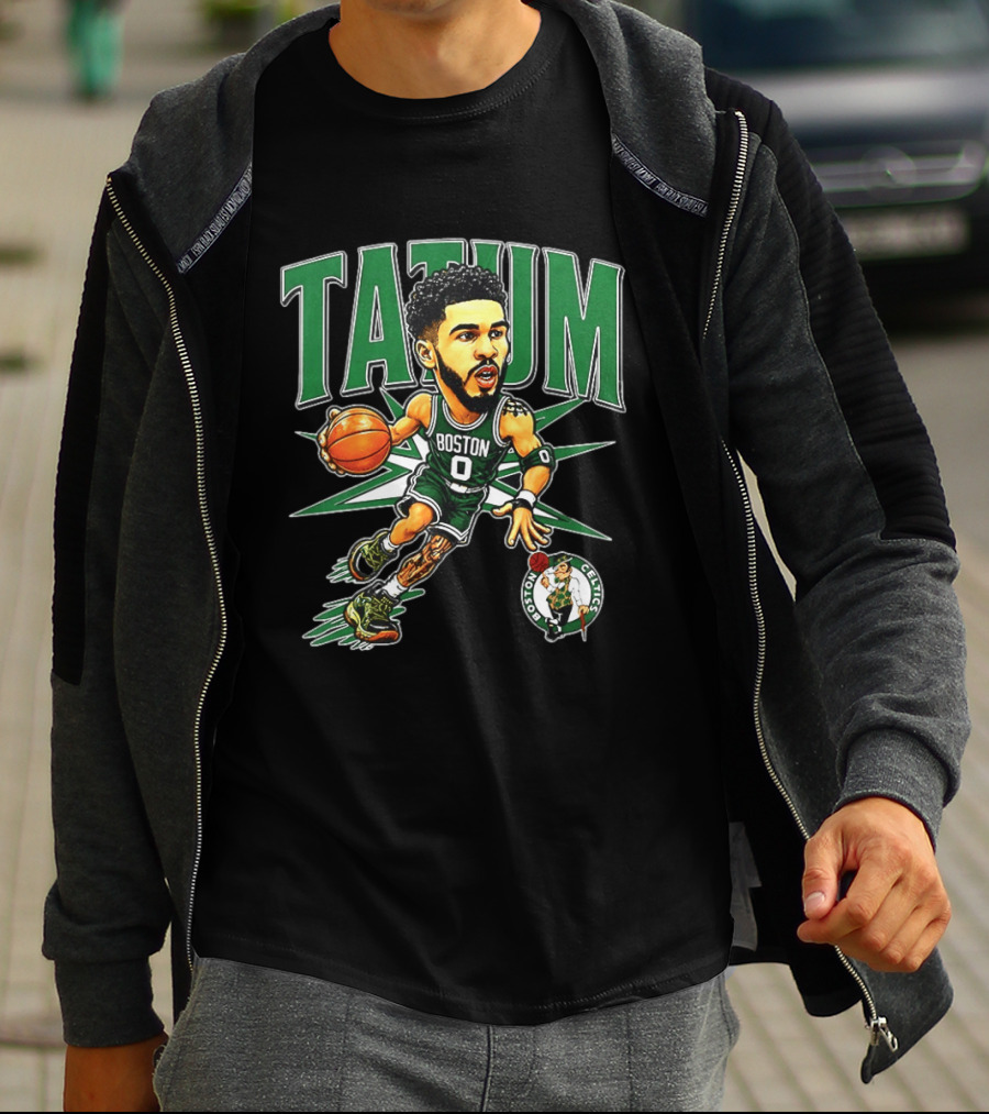 Jayson Tatum Boston Celtics NBA 2026 Big Head Cartoon Style Basketball Player T-Shirt