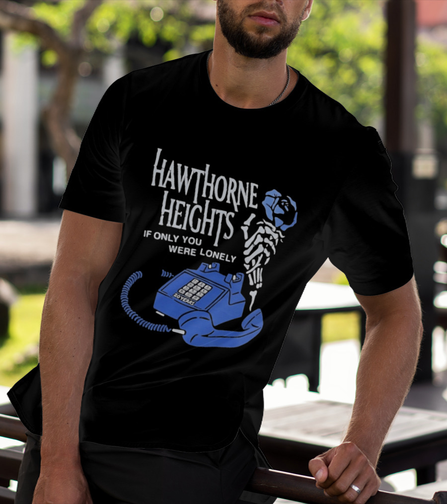 Hawthorne Heights If Only You Were Lonely 20 Years Skeleton With Blue Telephone T-Shirt