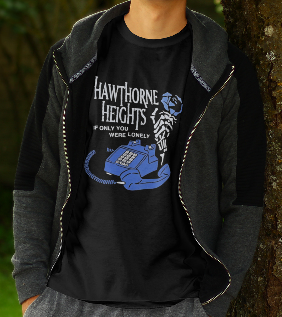 Hawthorne Heights If Only You Were Lonely 20 Years Skeleton With Blue Telephone T-Shirt