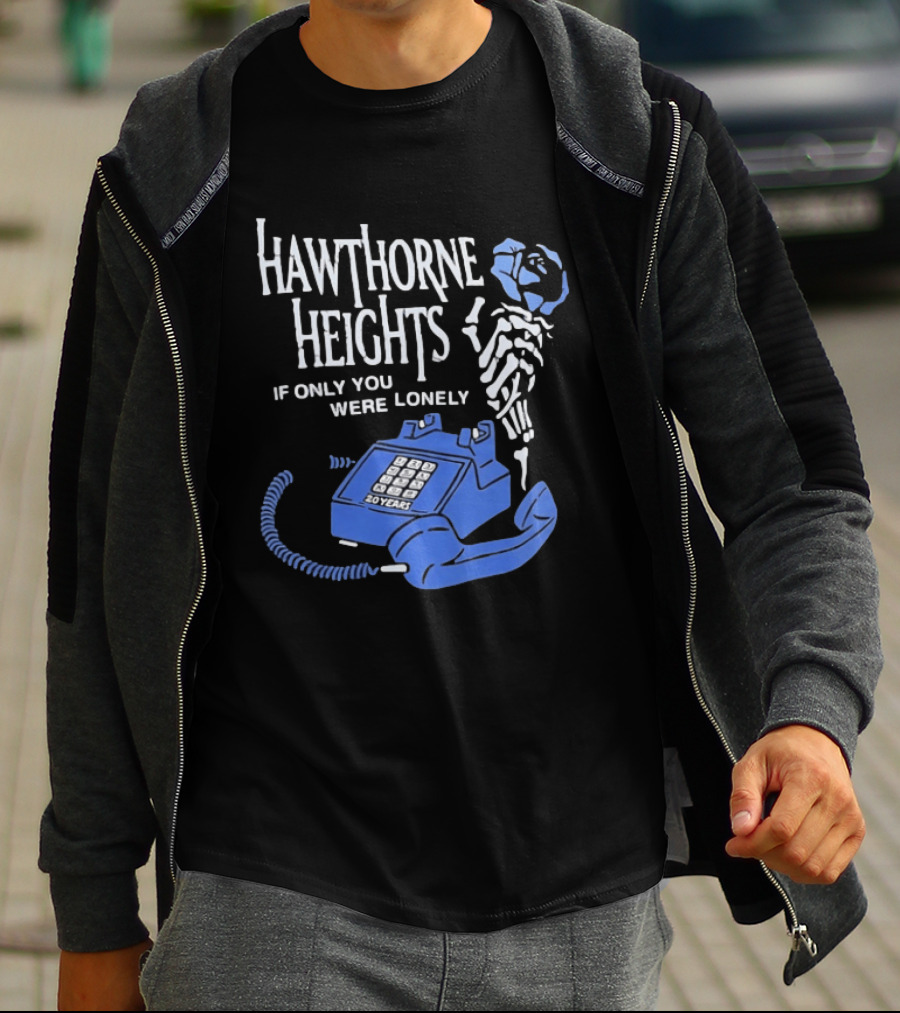 Hawthorne Heights If Only You Were Lonely 20 Years Skeleton With Blue Telephone T-Shirt