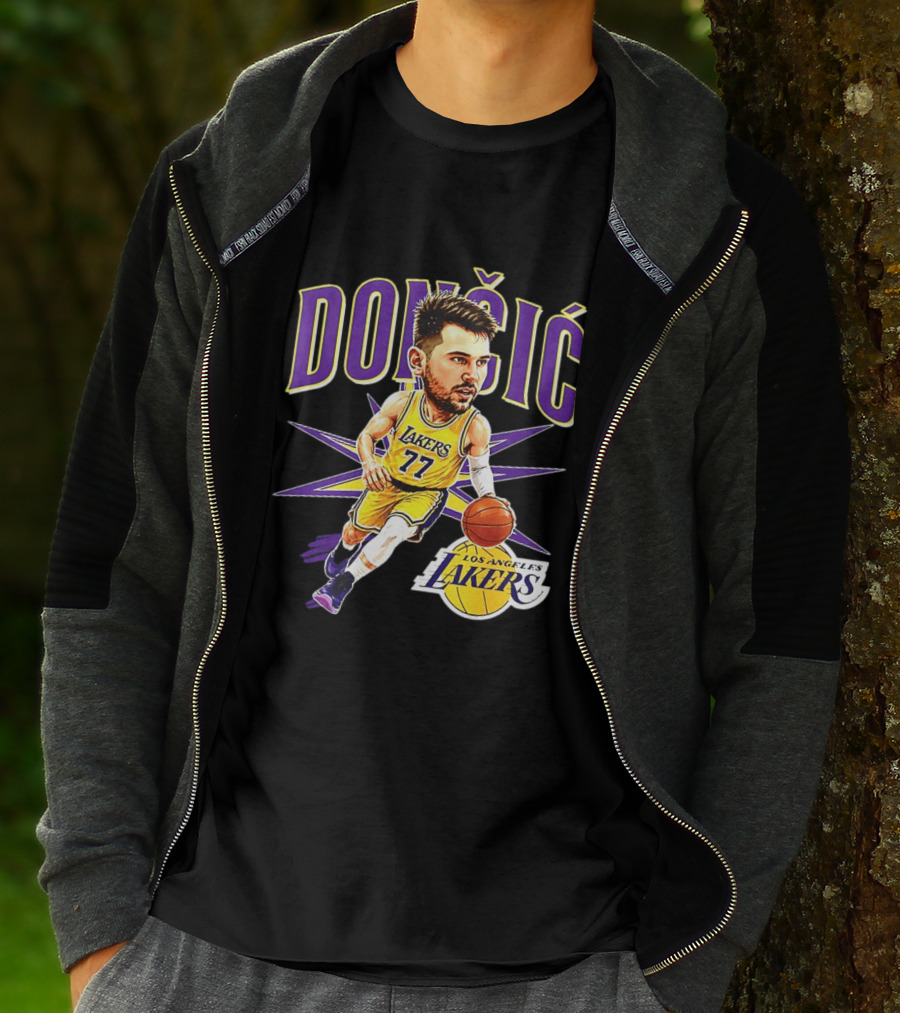 Doncic 77 Los Angeles Lakers NBA 2026 Big Head Basketball Player T-Shirt
