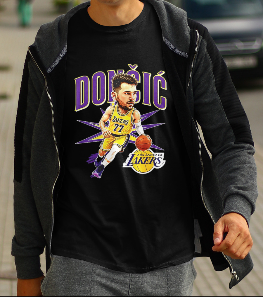 Doncic 77 Los Angeles Lakers NBA 2026 Big Head Basketball Player T-Shirt