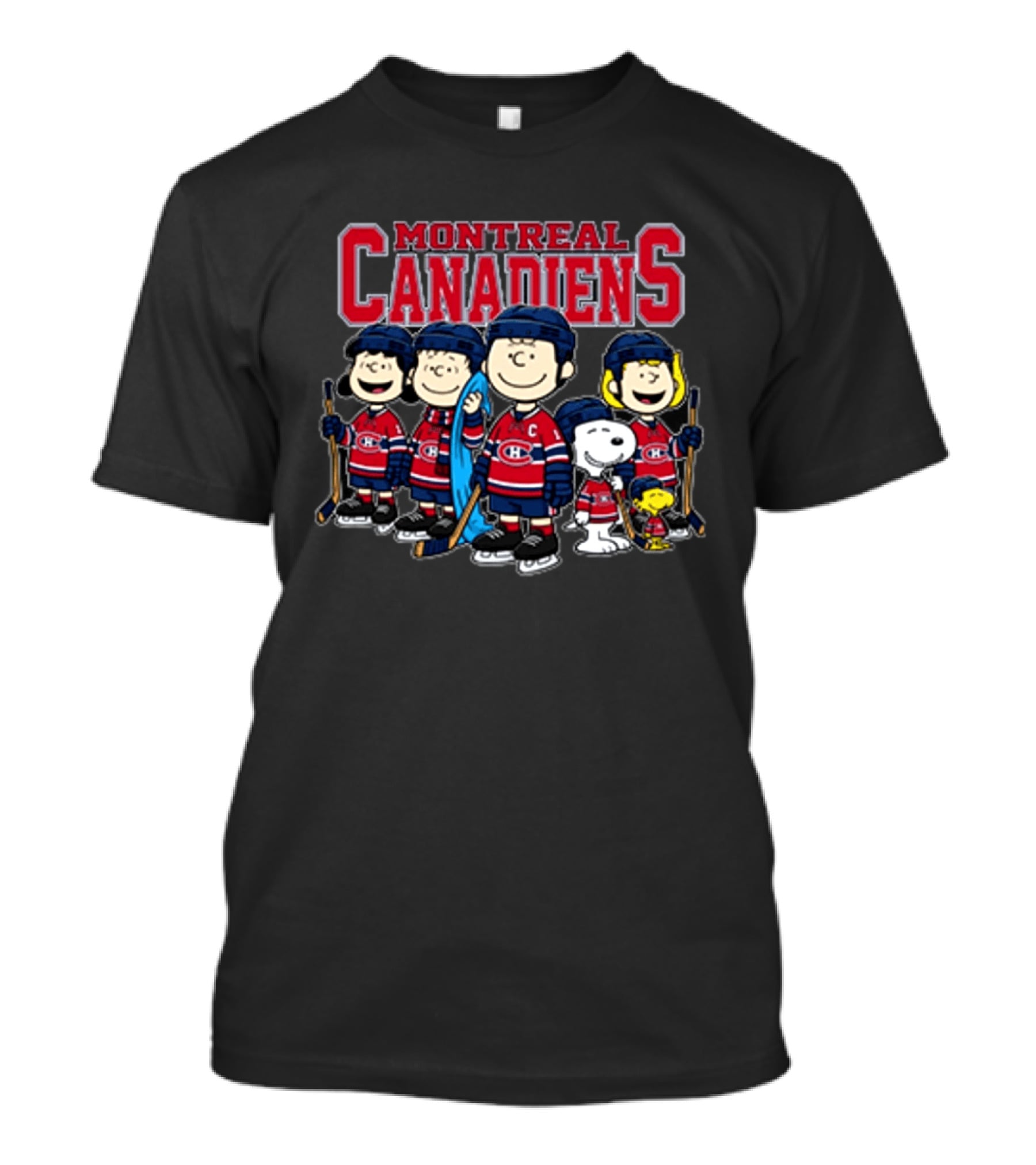 Montreal Canadiens Peanuts Snoopy Charlie Brown Lucy Linus Woodstock Hockey Team T-Shirt