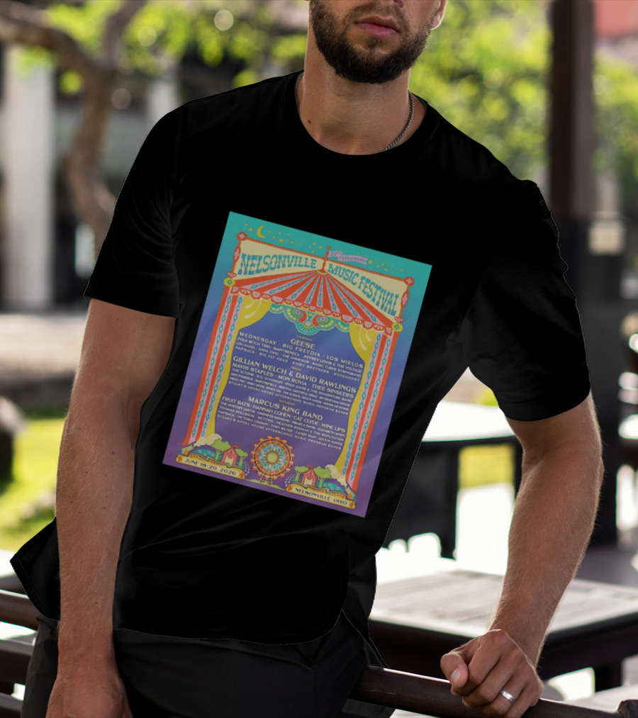 Nelsonville Music Festival 20th Anniversary June 18 20 2026 Ohio Featuring Geese And Marcus King Band T-Shirt