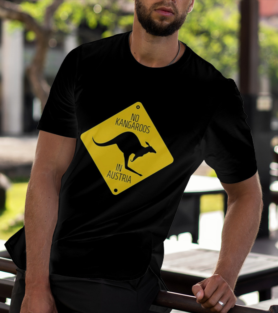 No Kangaroos In Austria Humorous Yellow Sign T-Shirt