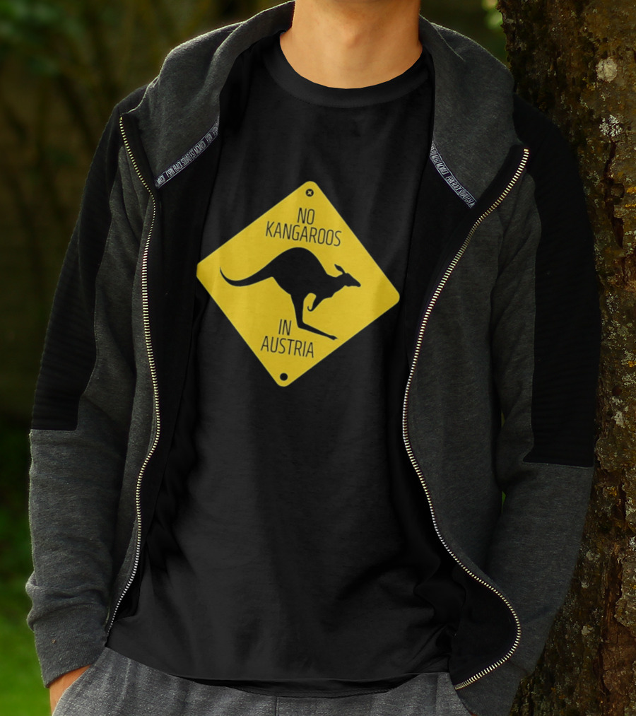 No Kangaroos In Austria Humorous Yellow Sign T-Shirt