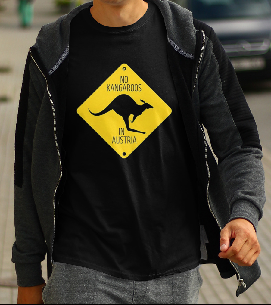 No Kangaroos In Austria Humorous Yellow Sign T-Shirt