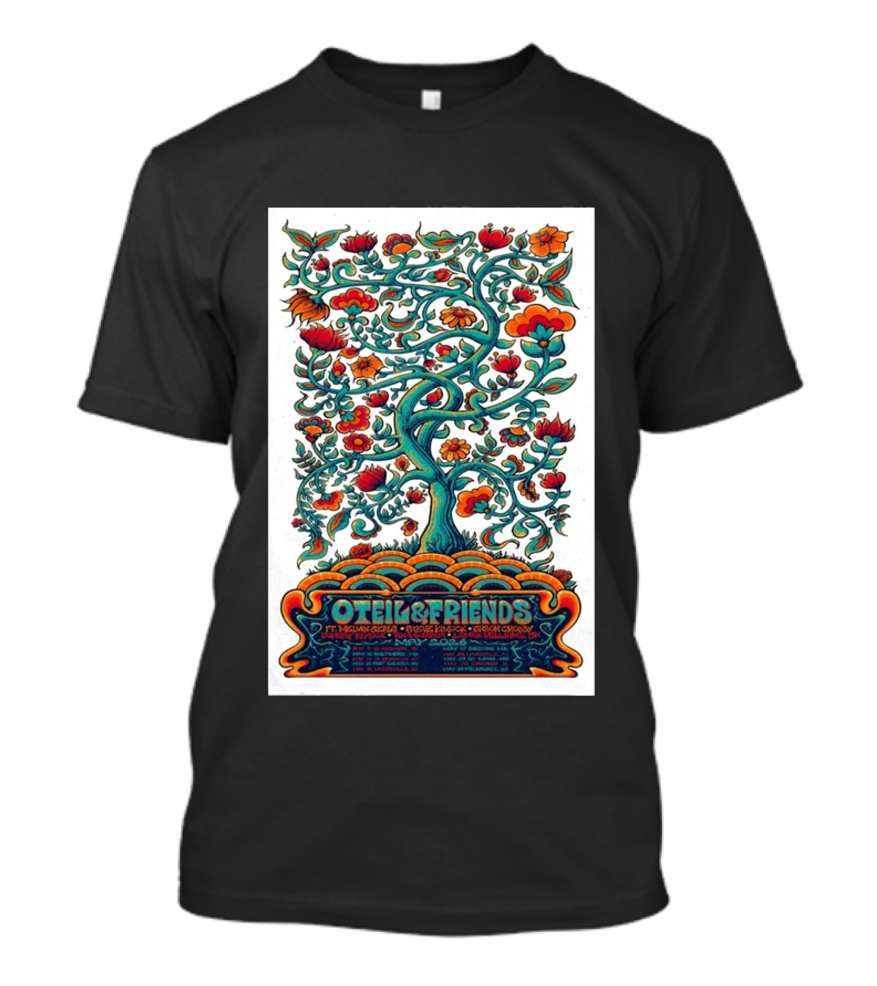Oteil And Friends Tour May 2026 Psychedelic Tree Design Stepan Cleves Crouch T-Shirt