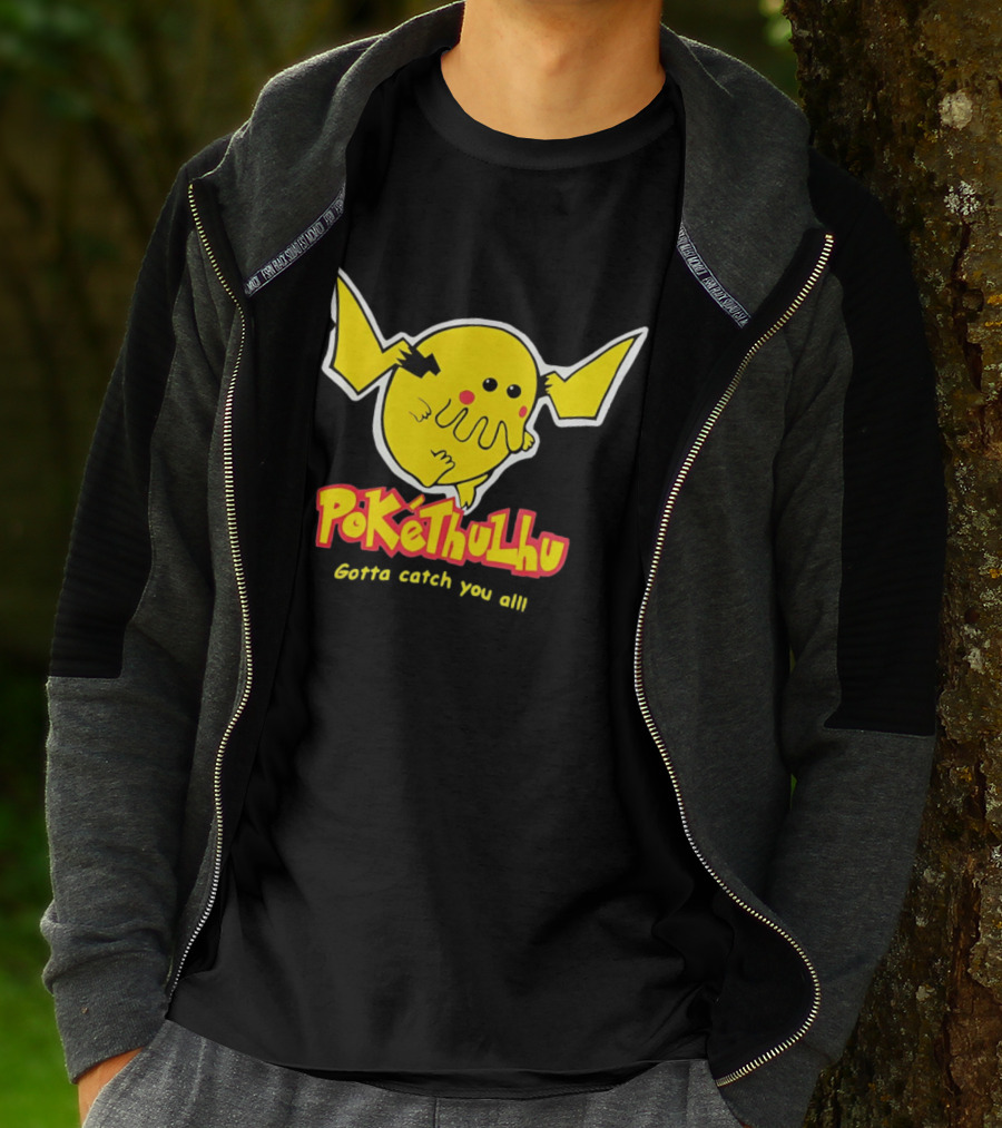 Pokethulhu Gotta Catch You All Yellow Hybrid T-Shirt