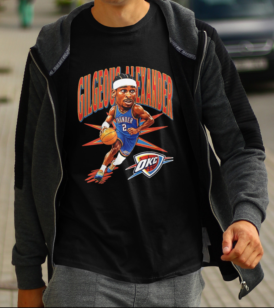 Shai Gilgeous Alexander OKC Thunder Cartoon 2026 Big Head Basketball T-Shirt