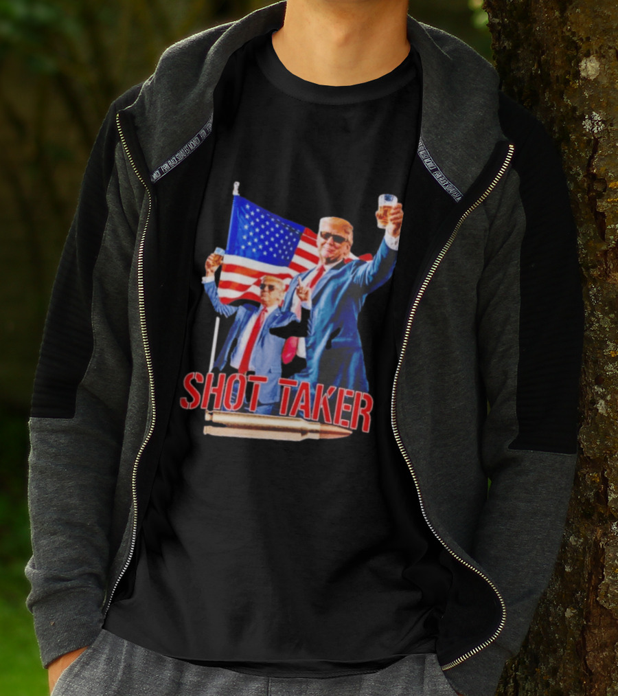 Shot Taker USA President American Flag Beer T-Shirt