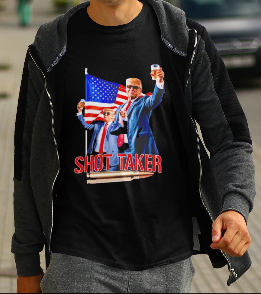 Shot Taker USA President American Flag Beer T-Shirt