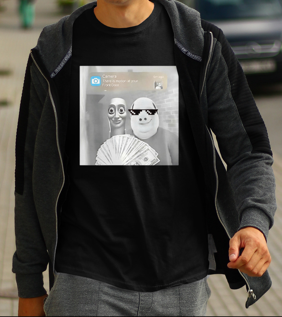 Tung Tung Sahur John Pork Meme With Motion Alert And Money Stack T-Shirt