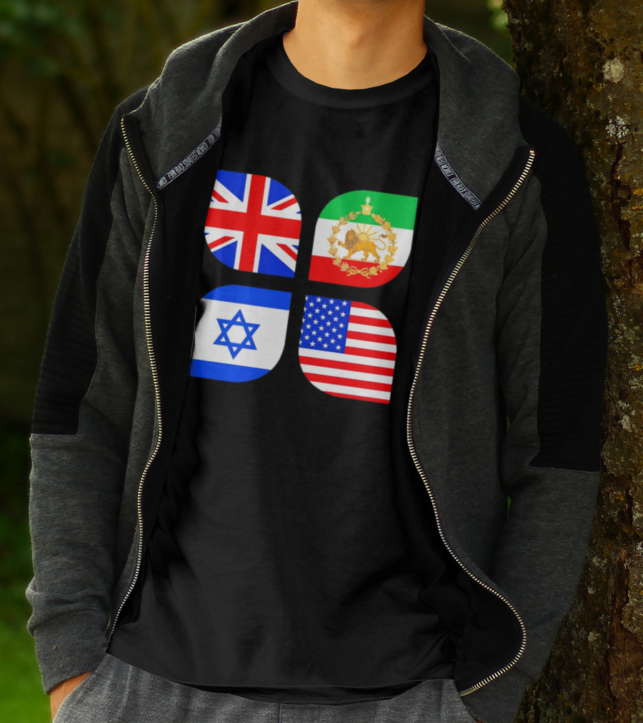 Union Jack British Flag Iranian Lion Israel Star USA Stars And Stripes Flags T-Shirt