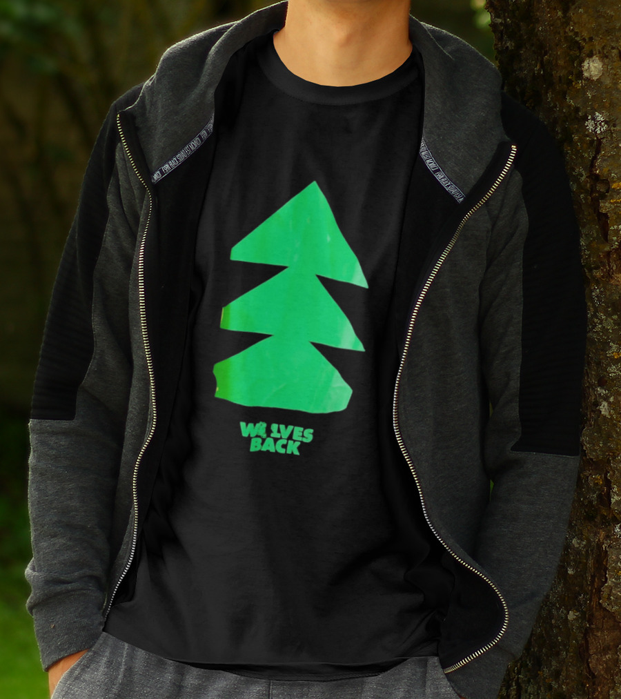 Wolves Back Tree Green Triangular Shapes T-Shirt