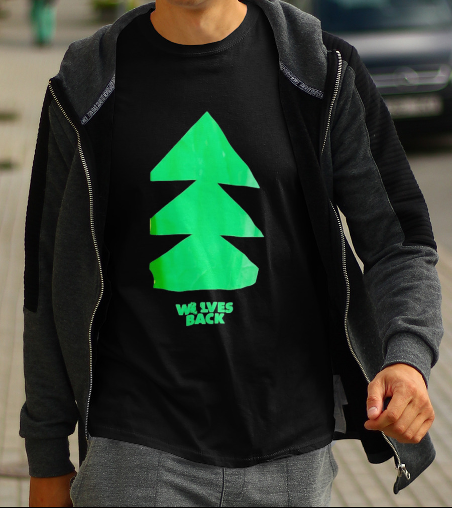 Wolves Back Tree Green Triangular Shapes T-Shirt