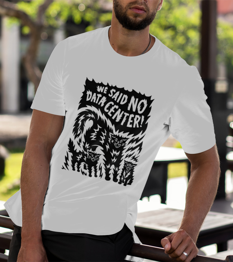 We Said No Data Center Angry Cat Linocut T-Shirt