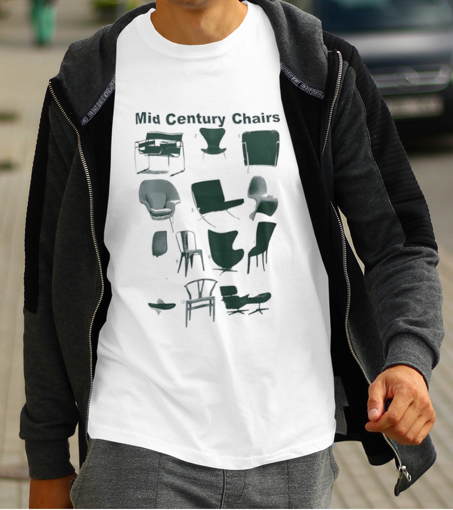 Mid Century Chairs Iconic Furniture Collection T-Shirt