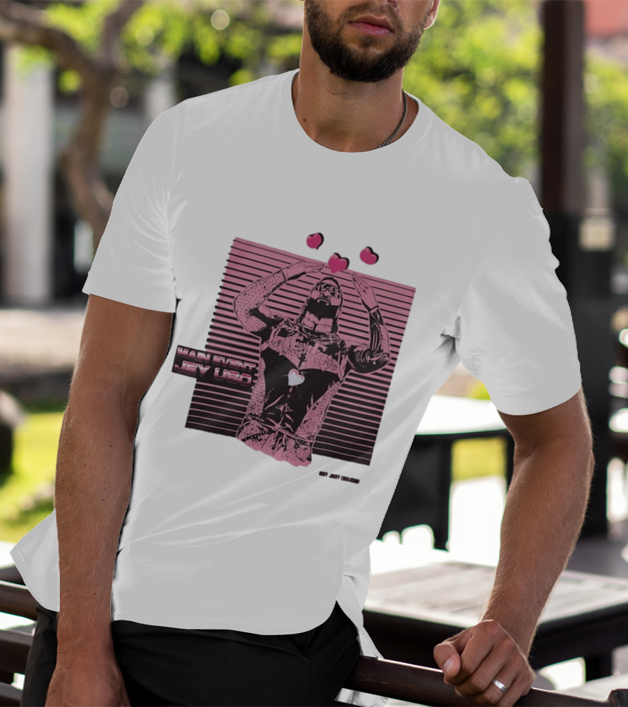 Main Event Jey Uso Ucey Jucey Pink Neon Heart Exclusive T-Shirt