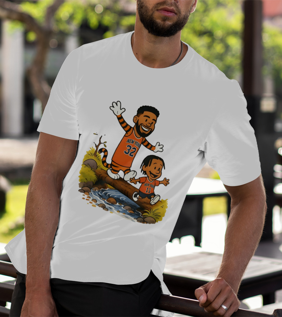 Calvin And Hobbes Crossover Karl Anthony Towns Jalen Brunson New York Knicks Basketball T-Shirt