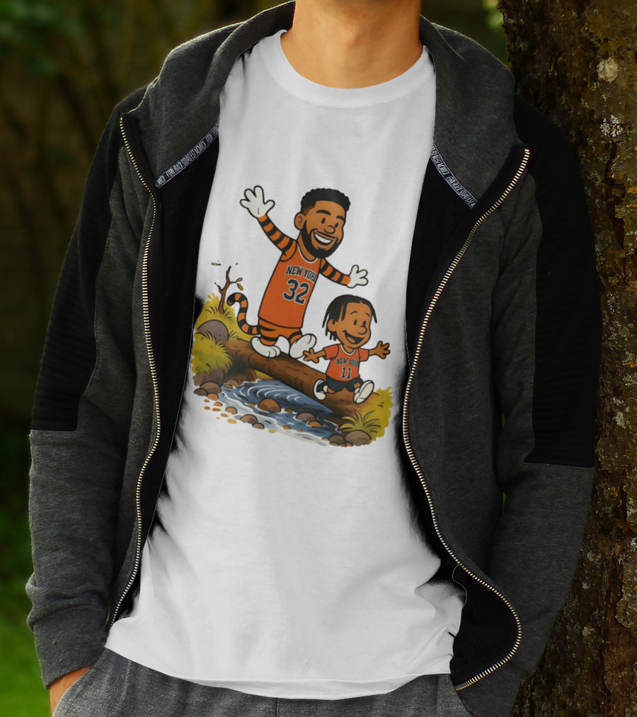 Calvin And Hobbes Crossover Karl Anthony Towns Jalen Brunson New York Knicks Basketball T-Shirt