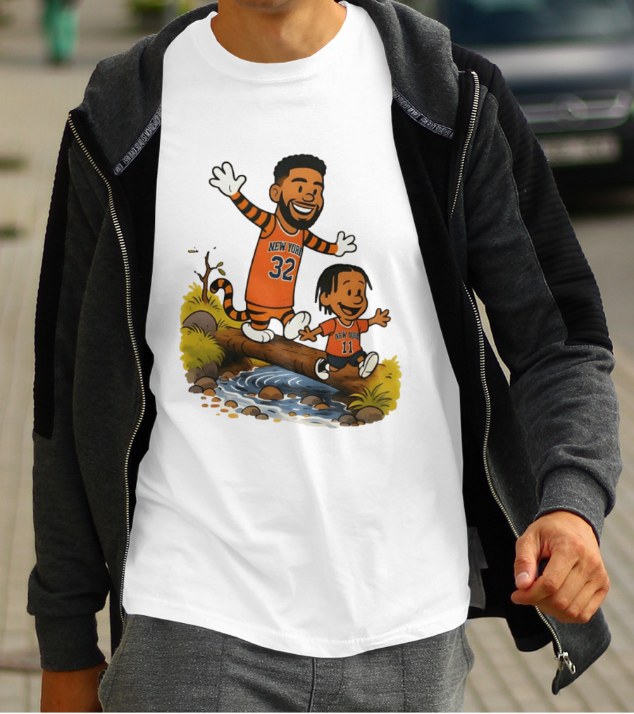 Calvin And Hobbes Crossover Karl Anthony Towns Jalen Brunson New York Knicks Basketball T-Shirt