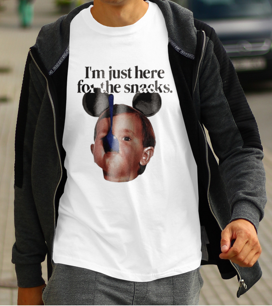 I'm Just Here For The Snacks Mickey Shaped Ears Spoon Face T-Shirt