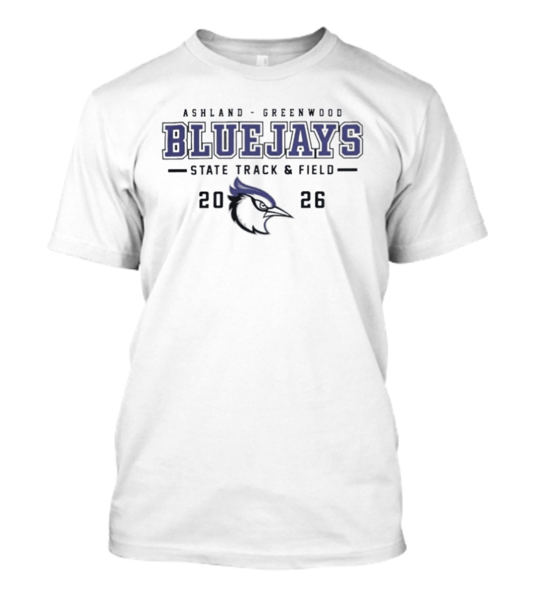 Ashland Greenwood Bluejays 2026 State Track Field Blue Jay Head T-Shirt