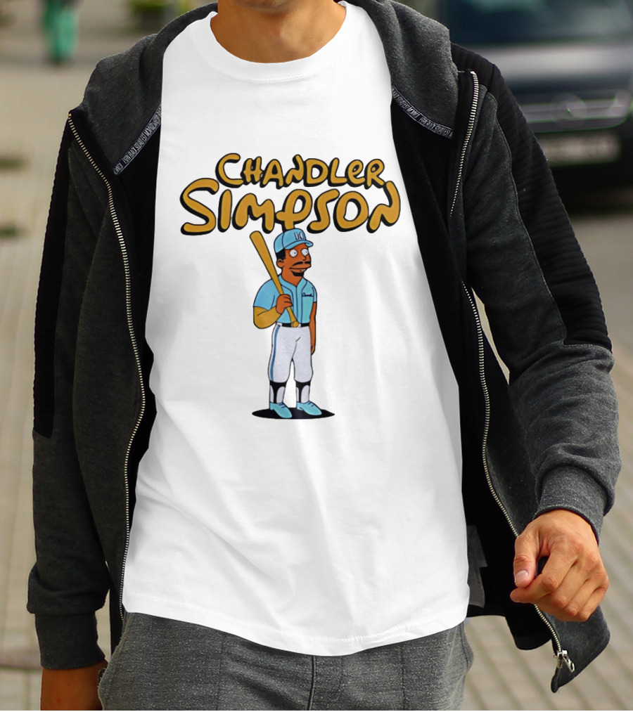 Chandler Simpson Baseball Bat Character In Blue Uniform T-Shirt