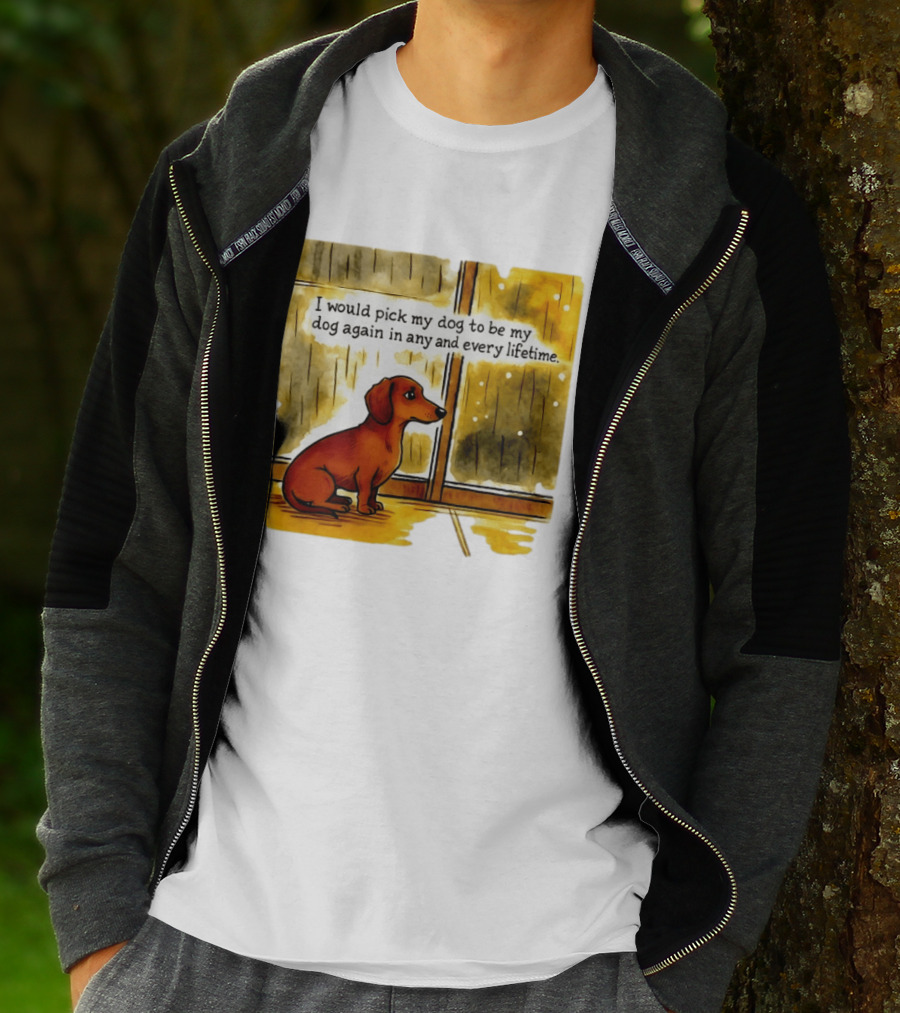 I Would Pick My Dog To Be My Dog Again In Any And Every Lifetime Dachshund By Window T-Shirt