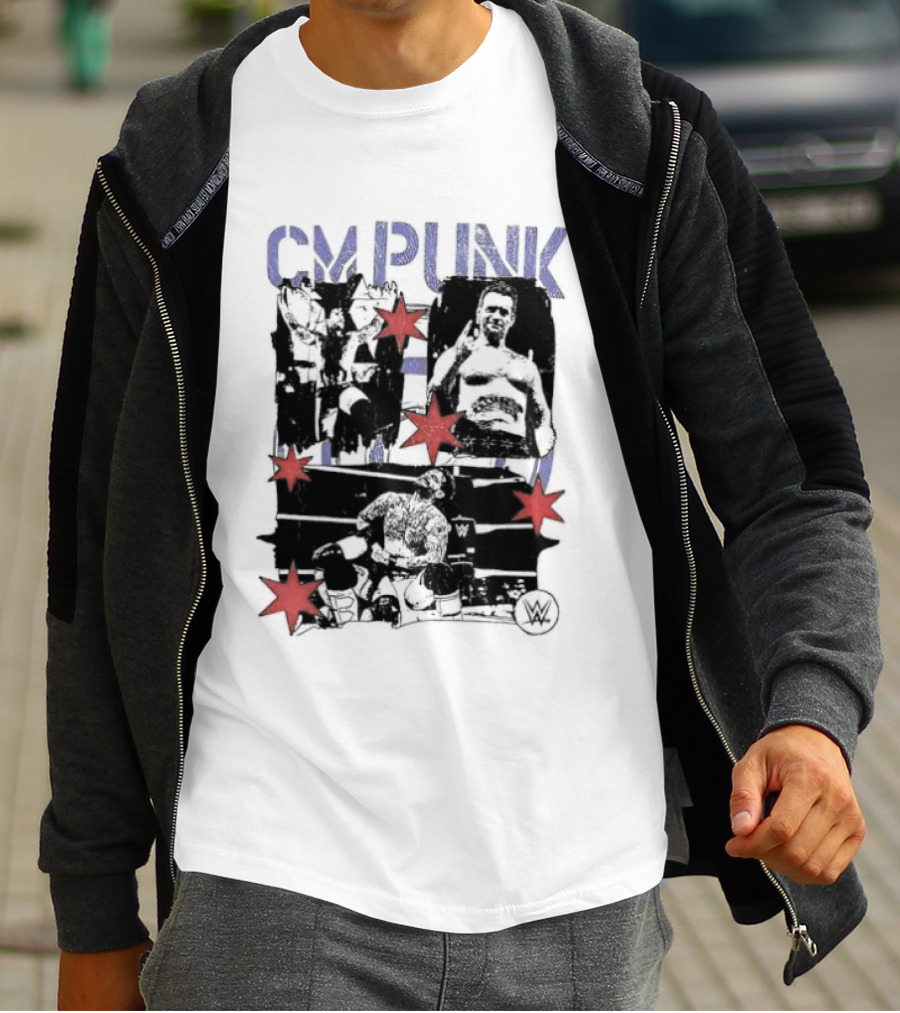 CM Punk WWE Chicago Stars Collage Wrestler Fan Favorite T-Shirt