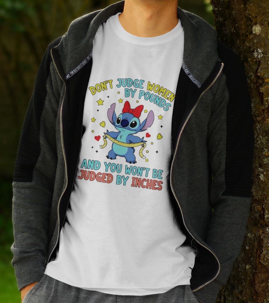 Don't Judge Women By Pounds Stitch With Hearts And Stars T-Shirt