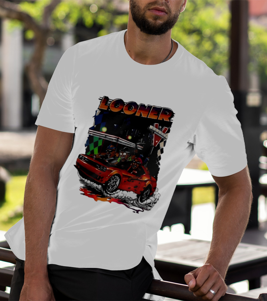 Looner Cartoon Car Race Adventure T-Shirt