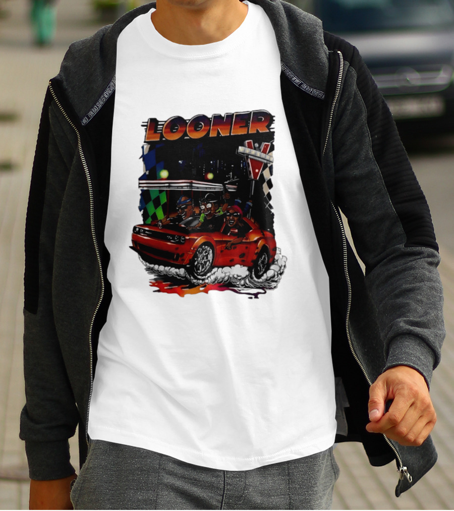 Looner Cartoon Car Race Adventure T-Shirt