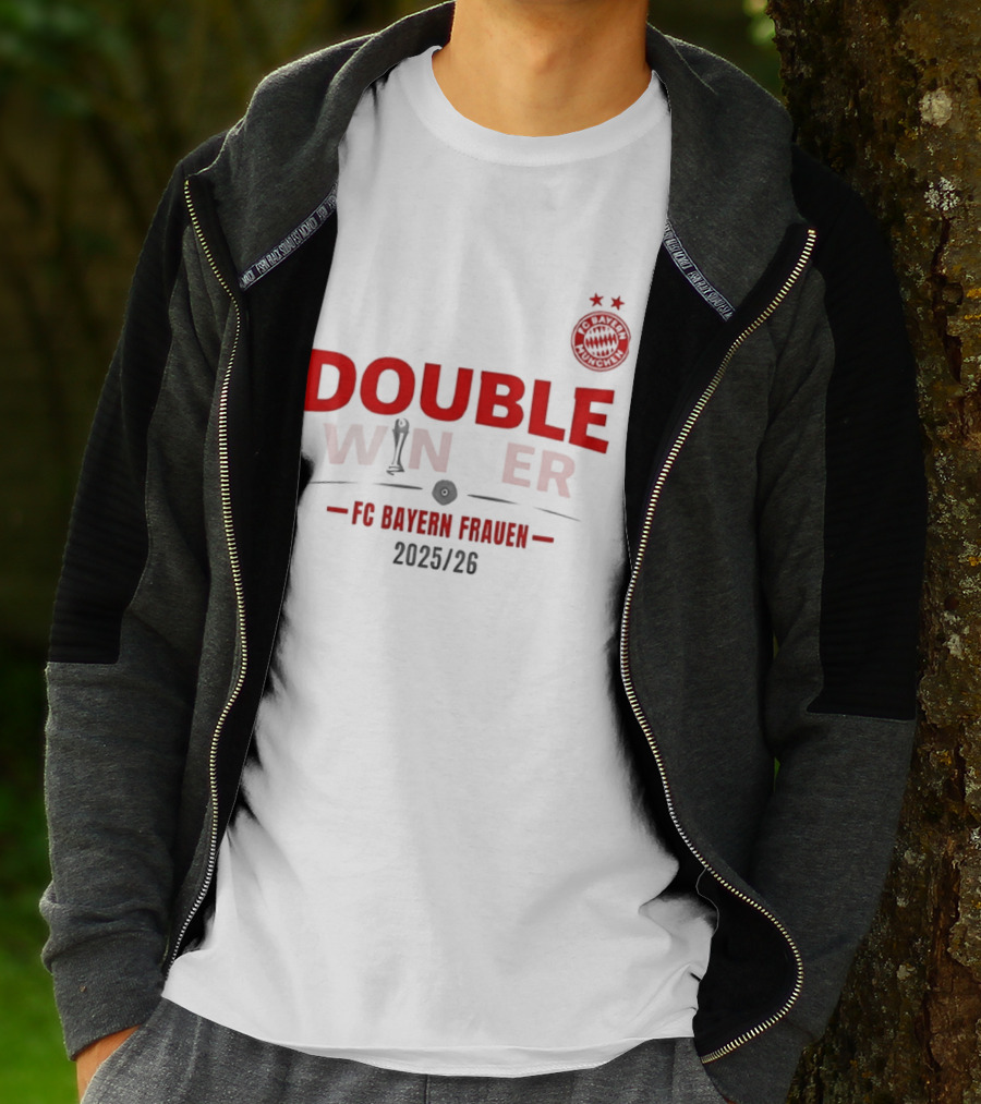 Double Winner FC Bayern Frauen 2025 2026 Championship Victory T-Shirt