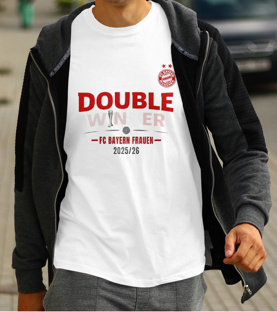 Double Winner FC Bayern Frauen 2025 2026 Championship Victory T-Shirt