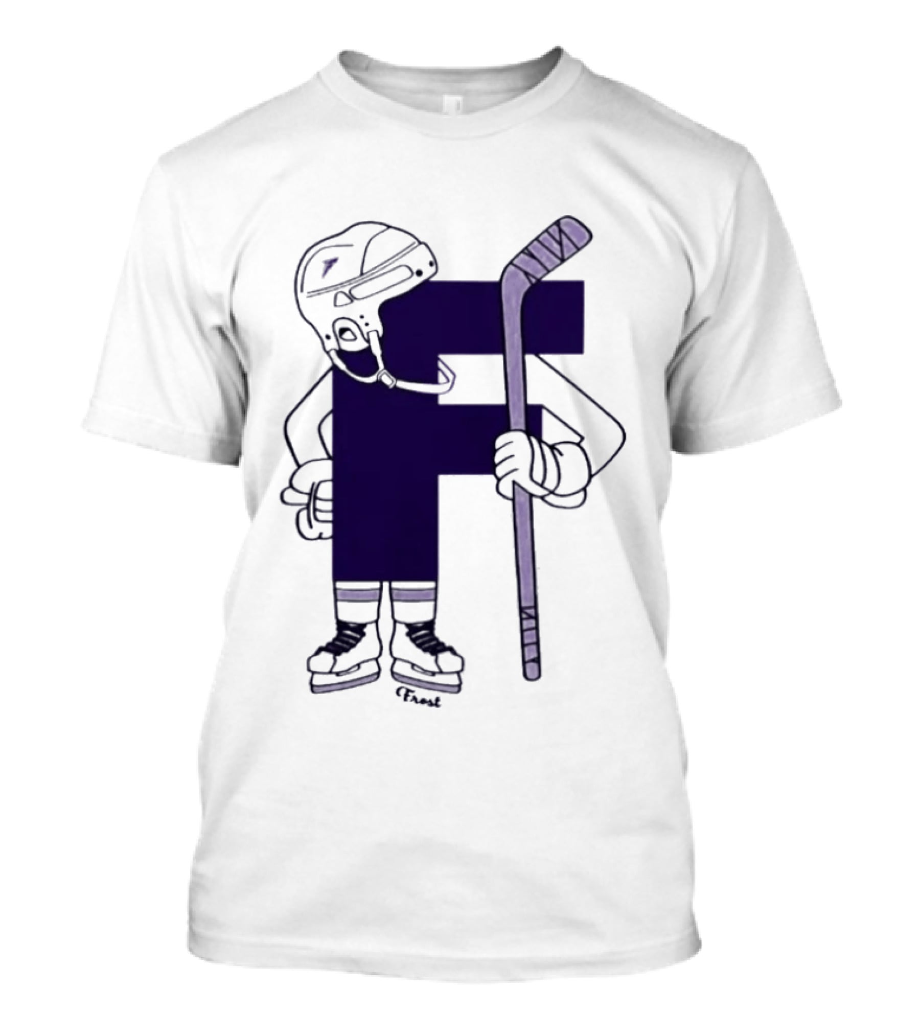 Minnesota Frost Hockey Character With Stick And Helmet T-Shirt
