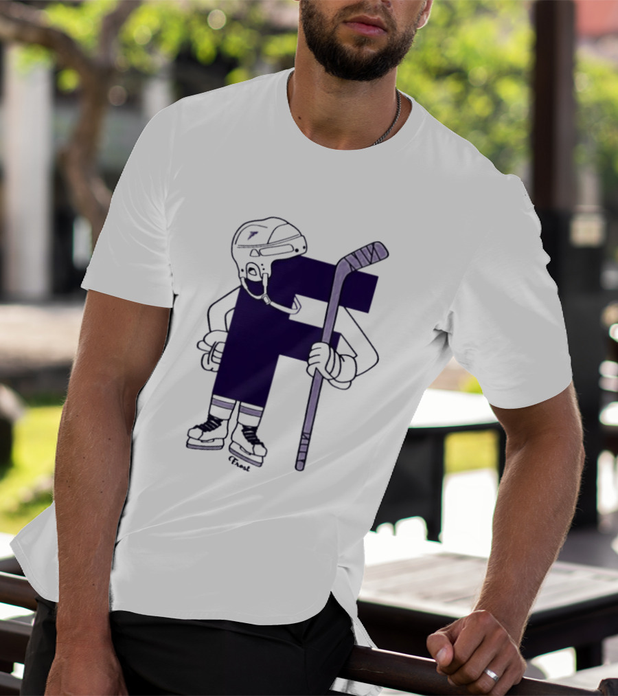 Minnesota Frost Hockey Character With Stick And Helmet T-Shirt