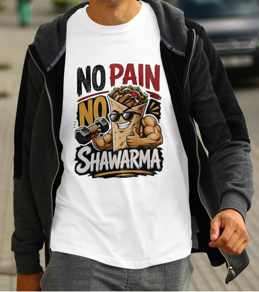 No Pain No Shawarma Workout Motivational Shawarma T-Shirt