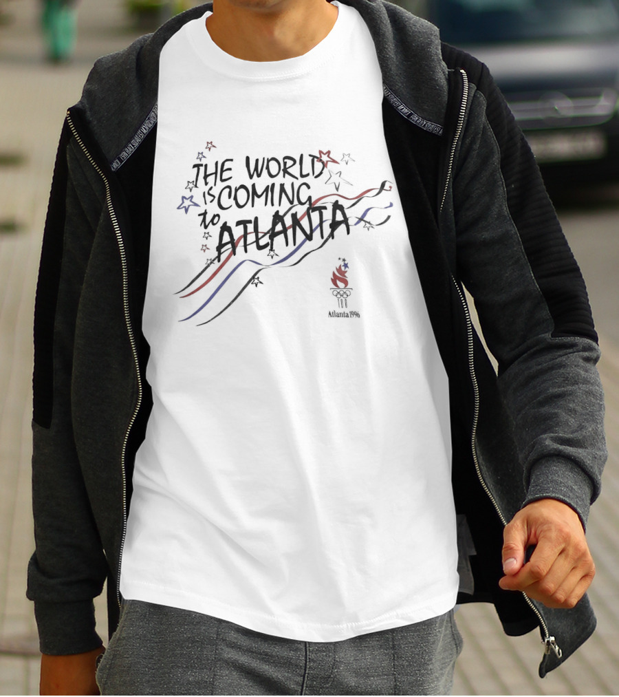 The World Is Coming To Atlanta 1996 Olympics Torch T-Shirt