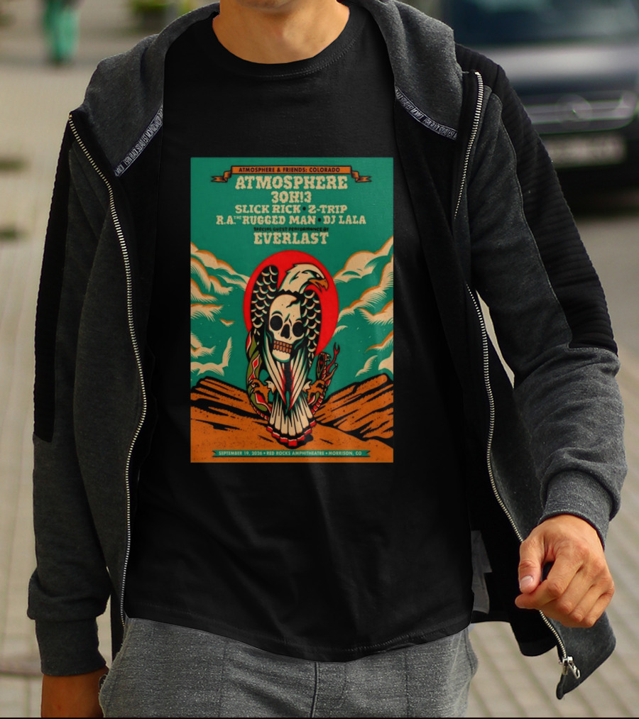Atmosphere Friends Colorado Slick Rick Red Rocks September 19 2026 Morrison CO T-Shirt