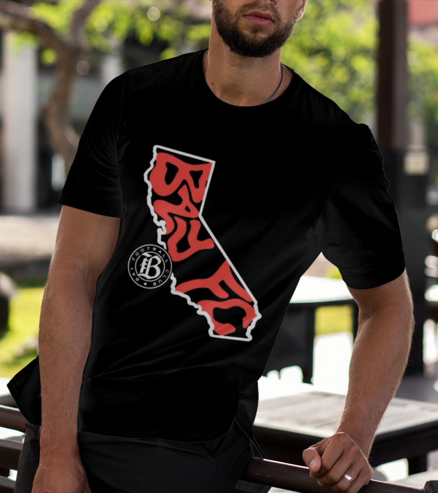 Bay FC Groovy Text California State Map Football Club T-Shirt