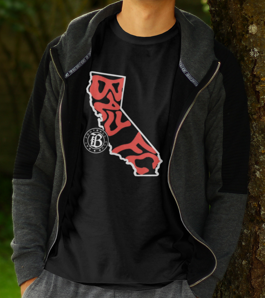 Bay FC Groovy Text California State Map Football Club T-Shirt